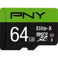 PNY Elite-X 64 ԳԲ microSDXC քարտ ադապտերով